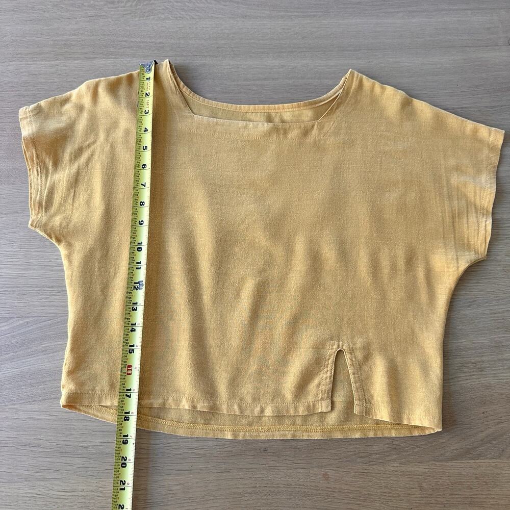 Women's 100% Cotton Crop Top T Shirt Gold Yellow Square Neck Sz M Handmade Peru - Picture 8 of 8